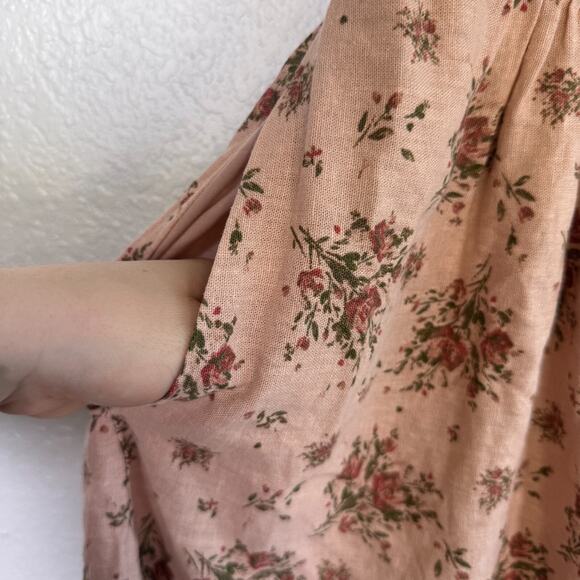 House of Harlow Dress Womens Medium Floral Boho Linen Blend Cottage Sundress M - Picture 6 of 12